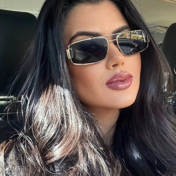 Versace VE2257 100287 Sunglasses Gold Rectangle Frame, Dark Grey Lenses main image 7